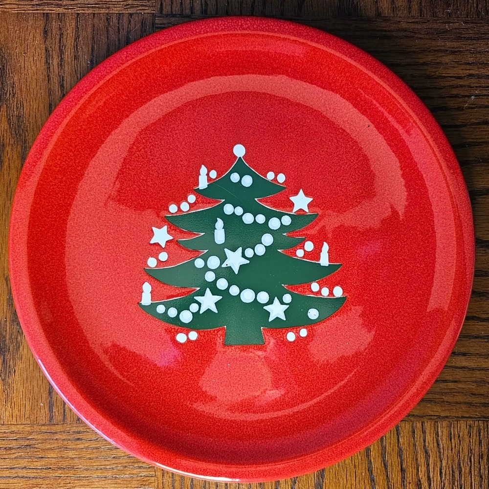 Waechtersbach Germany Red Christmas Tree Dinner Plate 10 Inch Ceramic Holiday